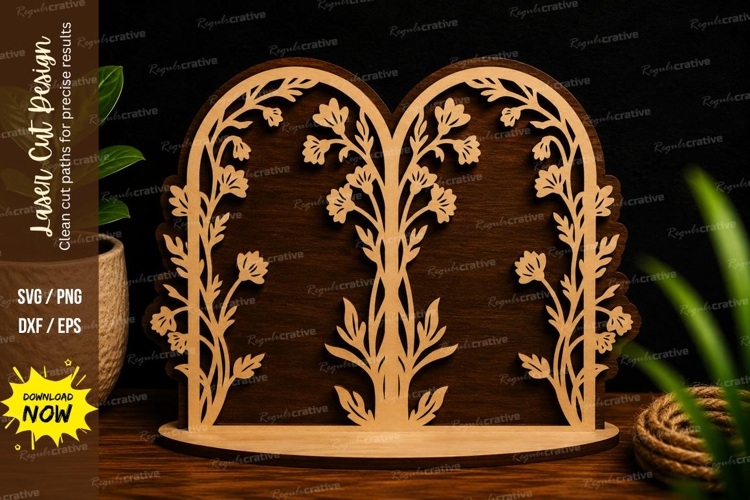Double Floral Arch Garden Frame Laser Cut SVG File double