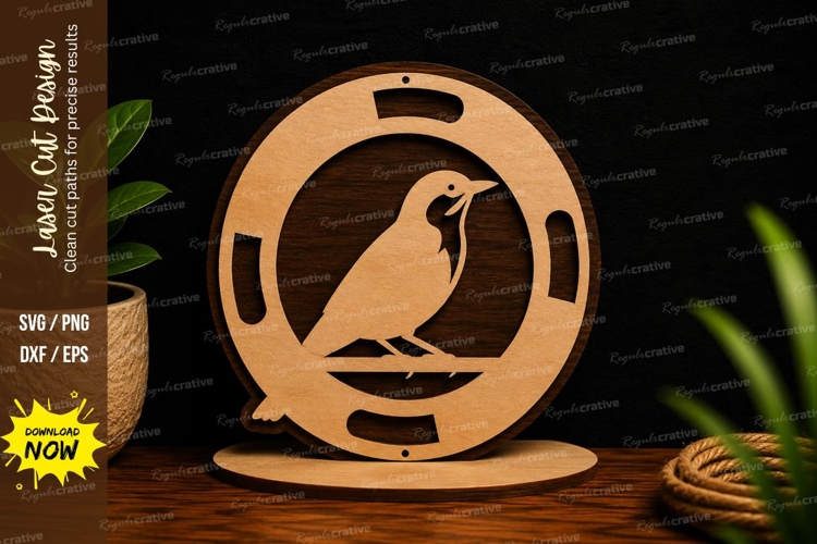 Bird Round Stand Nature Home Decor Laser Cut SVG File bird