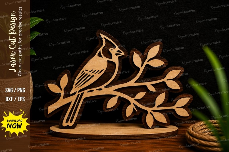 Songbird On Branch Nature Decor Laser Cut SVG File songbird