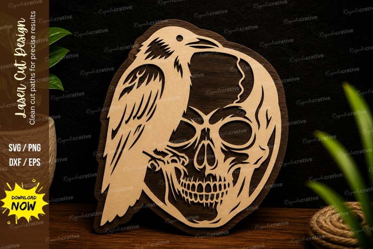 Raven Skull Mask Gothic Halloween Laser Cut SVG File raven