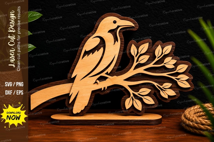 Bird On Branch Svg