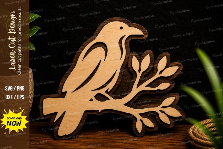 Songbird Tree Branch Nature Laser Cut SVG File songbird svg