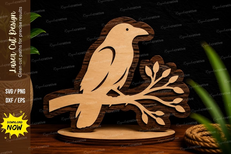 Simple Bird Branch Nature Decor Laser Cut SVG File simple
