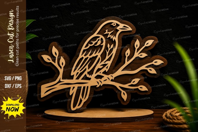 Bird On Branch Svg Image 11