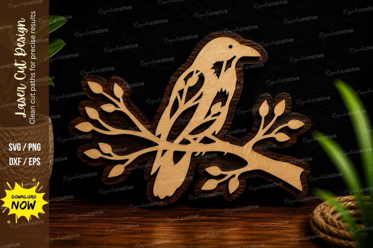 Bird On Branch Svg Image 12