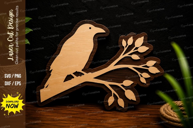 Bird On Branch Svg Image 10