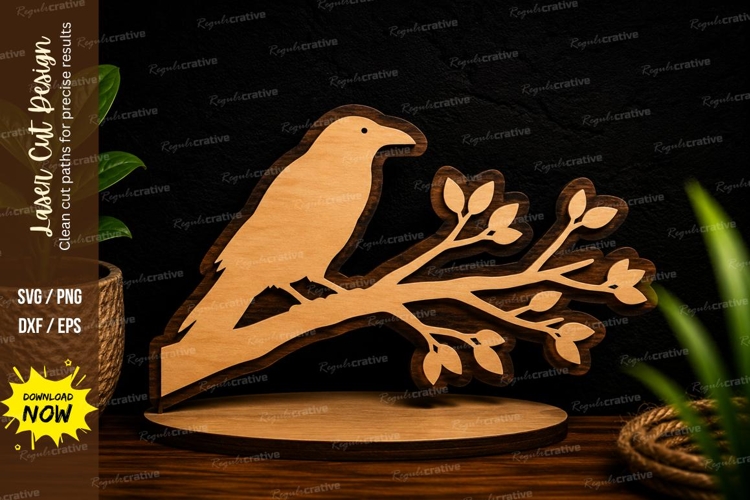 Bird On Branch Svg Image 11