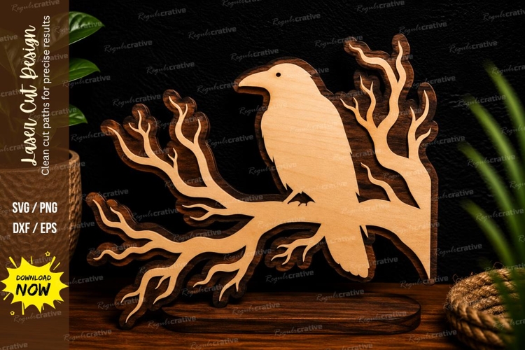 Bird On Twisted Tree Nature Laser Cut SVG File bird twisted