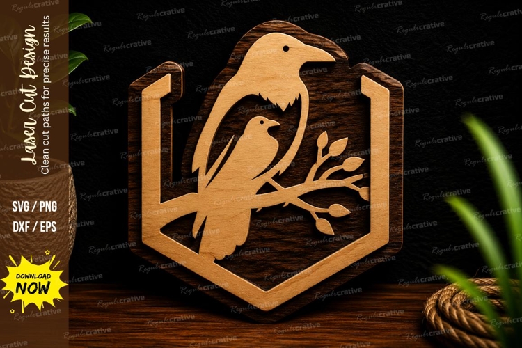 Raven In Hexagon Frame Laser Cut SVG File raven hexagon svg,