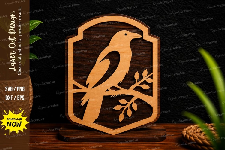 Bird Branch Arch Frame Ornament Laser Cut SVG File bird