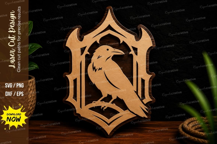 Gothic Bird Frame Wall Decor Laser Cut SVG File gothic bird