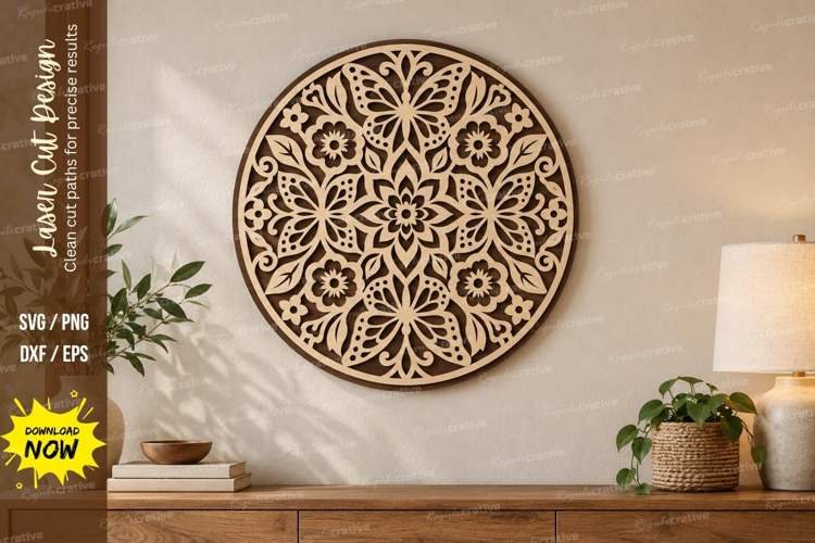 Butterfly Mandala Laser Cut SVG File, butterfly mandala svg