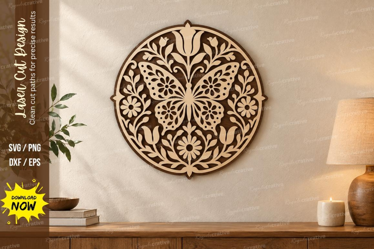 Round Butterfly Laser Cut SVG File, round butterfly svg,