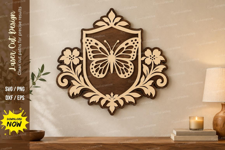Butterfly Crest Laser Cut SVG File, butterfly crest svg