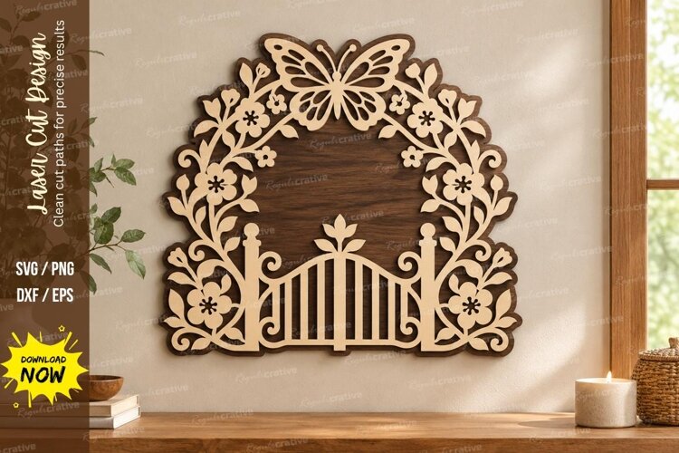 Butterfly Garden Laser Cut SVG File, butterfly garden svg example image 1