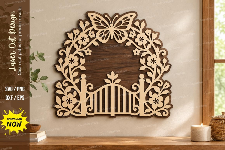 Butterfly Garden Laser Cut SVG File, butterfly garden svg