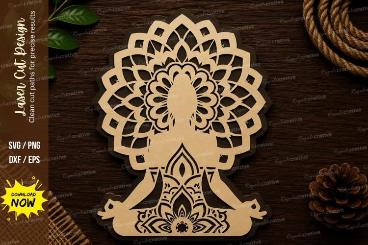 Mandala Yoga Meditation Decor Laser Cut SVG File mandala