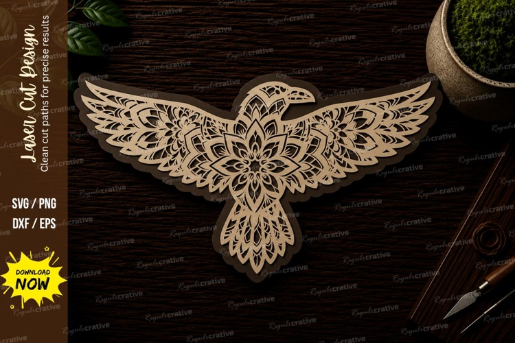 Intricate Flying Owl Wildlife Laser Cut SVG File flying owl