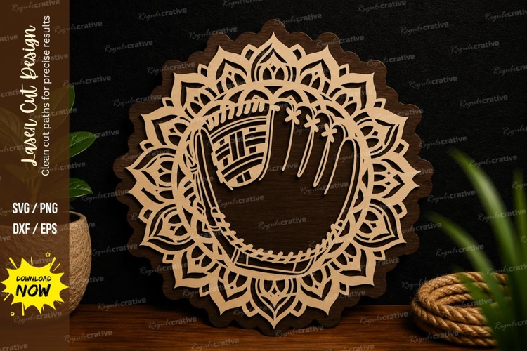 Mandala Baseball Sports Decor Laser Cut SVG File mandala