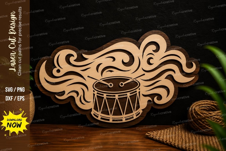 Flowing Melody Drum Music Laser Cut SVG File drum svg