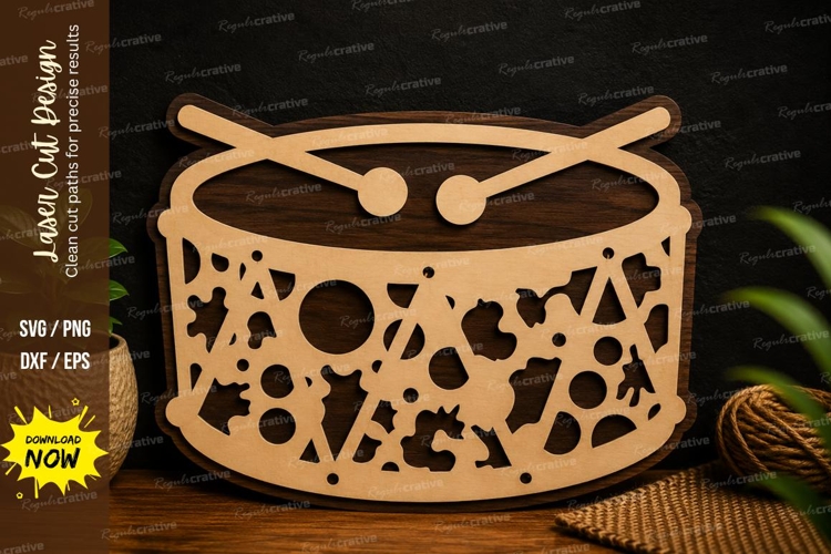 Decorative Snare Drum Music Laser Cut SVG File snare drum sv