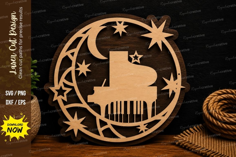 Celestial Piano Star Frame Laser Cut SVG File celestial pian