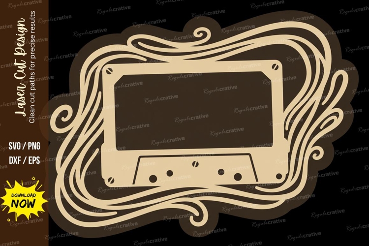 Vintage Cassette Frame Music Decor Laser Cut SVG File casset