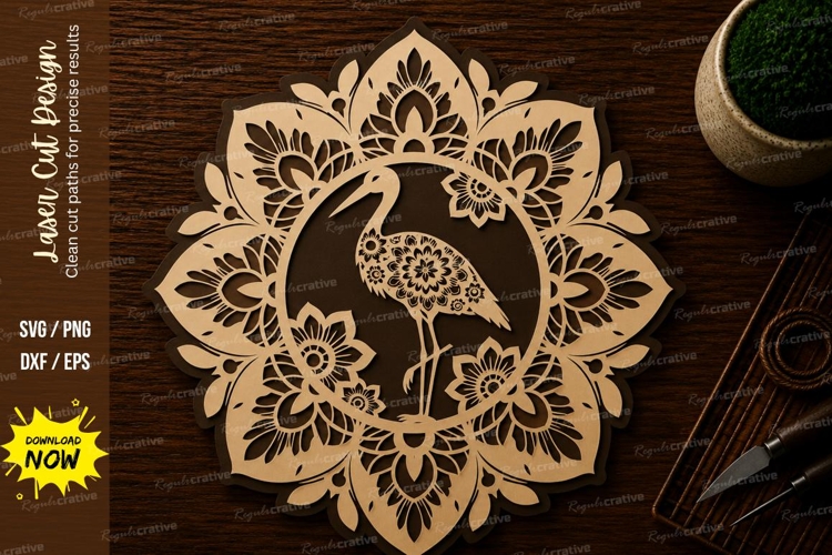 Floral Bird Mandala Decor Laser Cut SVG File floral bird svg