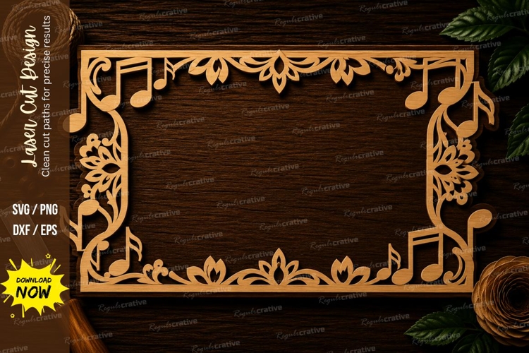 Musical Notes Decorative Frame Laser Cut SVG File music file