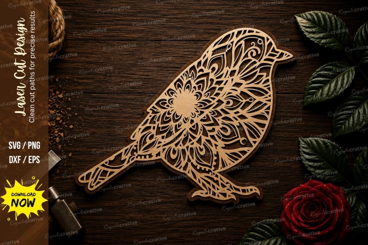 Mandala Songbird Wildlife Laser Cut SVG File mandala bird sv