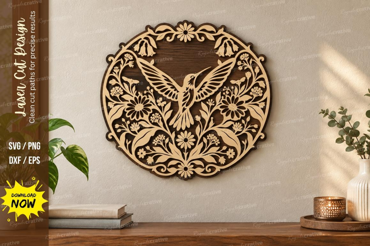 Hummingbird Wreath Laser Cut SVG File, hummingbird wreath