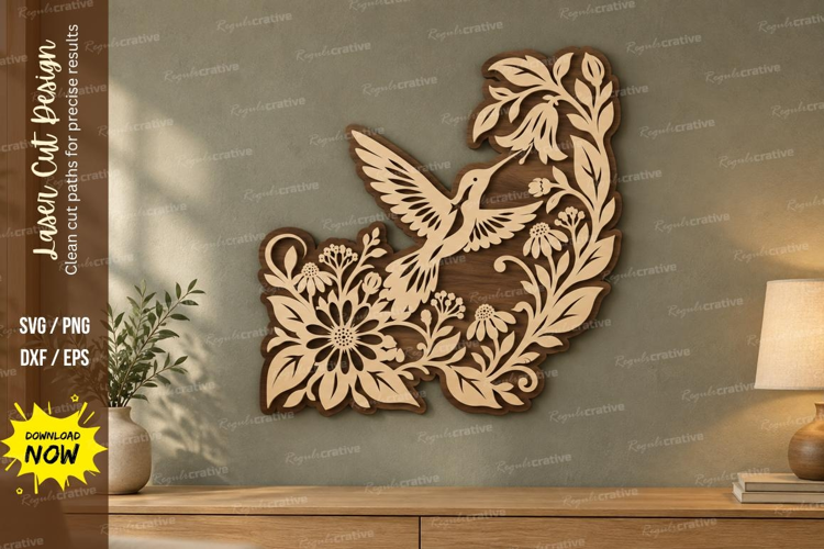 Corner Hummingbird Laser Cut SVG File, corner hummingbird