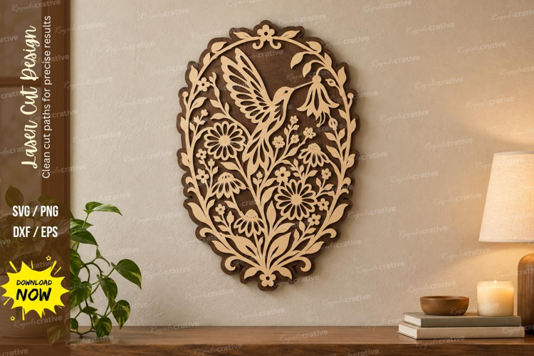 Ornate Hummingbird Laser Cut SVG File, ornate hummingbird sv