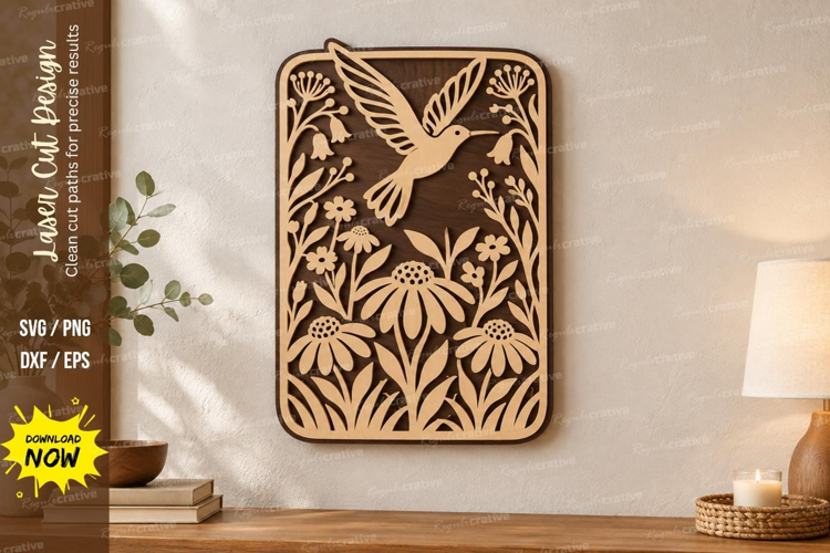 Hummingbird Panel Laser Cut SVG File, hummingbird panel svg