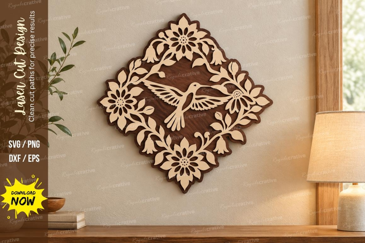 Diamond Hummingbird Laser Cut SVG File, diamond hummingbird