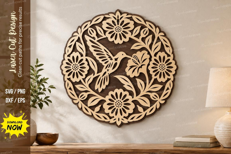 Round Hummingbird Laser Cut SVG File, round hummingbird svg