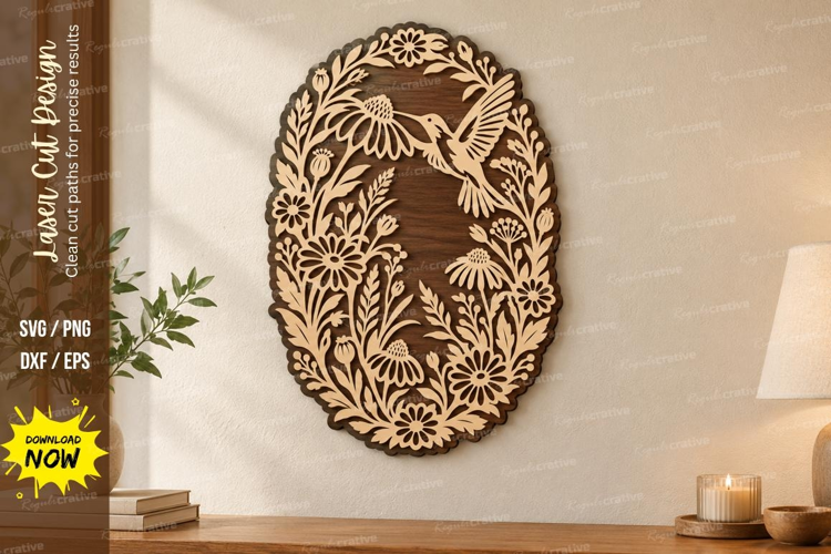 Oval Hummingbird Laser Cut SVG File, oval hummingbird svg