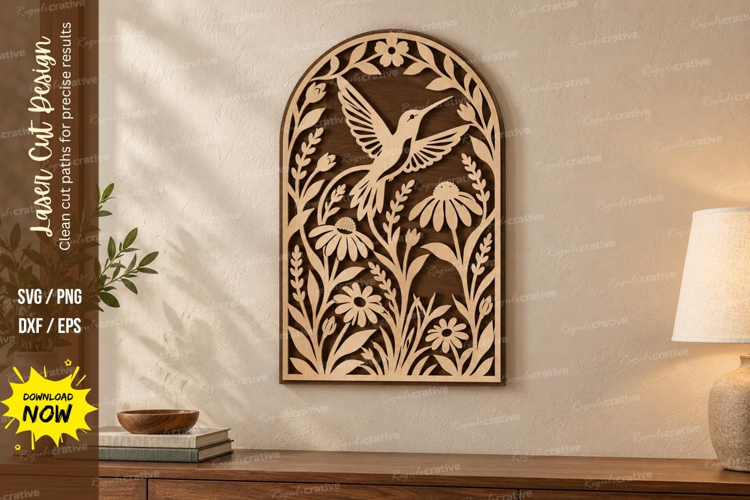 Arched Hummingbird Laser Cut SVG File, arched hummingbird