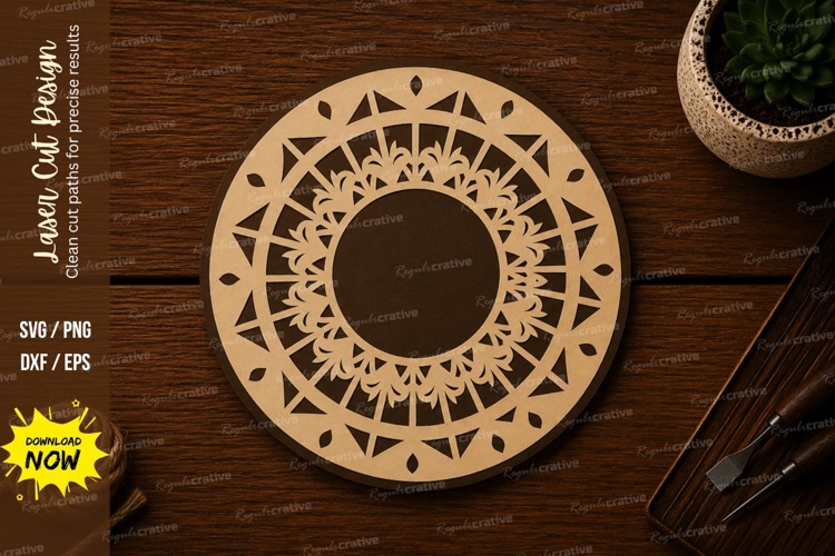 Geometric Round Mandala Frame Laser Cut SVG File mandala