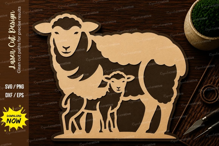 Sheep Family Farm Animal Laser Cut SVG File sheep family svg