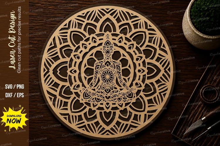Meditation Mandala Round Laser Cut SVG File meditation manda
