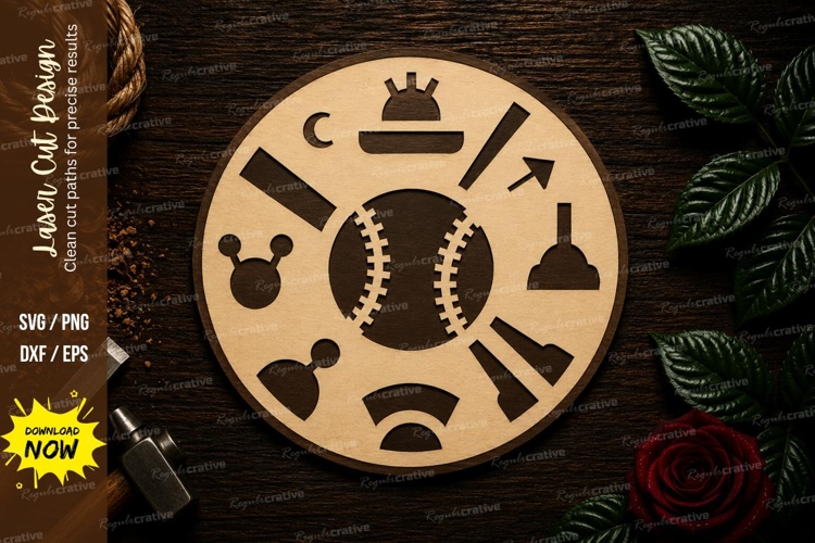Baseball Sports Icons Round Laser Cut SVG File baseball svg