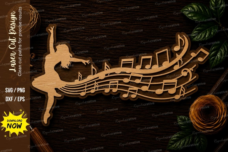 Ballerina Music Notes Laser Cut SVG File ballerina svg, ball