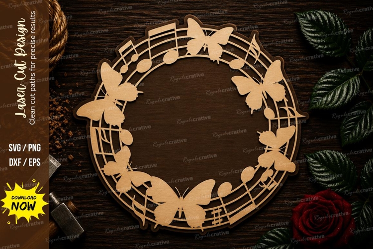 Butterfly Music Wreath Laser Cut SVG File butterfly music sv