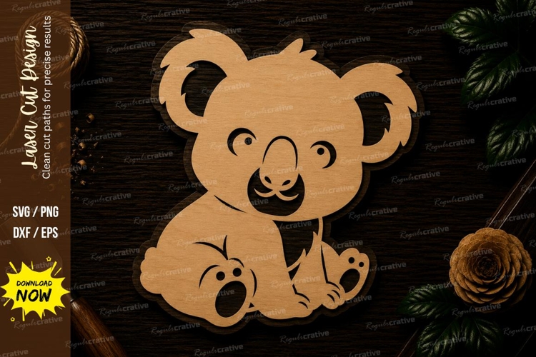 Cute Koala Bear Laser Cut SVG File koala svg, koala laser