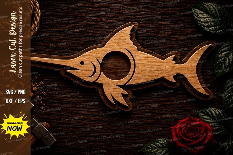 Swordfish Ocean Wildlife Laser Cut SVG File swordfish svg