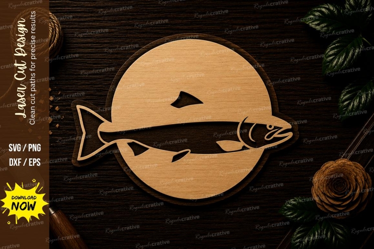 Salmon Fish Silhouette Laser Cut SVG File salmon fish svg
