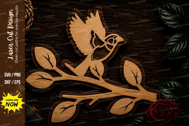 Bird On Branch Nature Laser Cut SVG File bird on branch svg