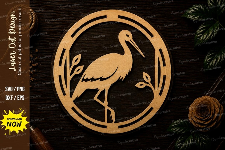 Heron Bird Nature Frame Laser Cut SVG File heron bird svg