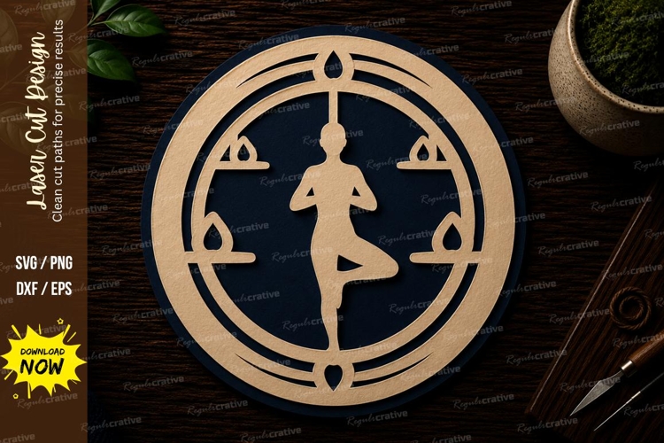 Yoga Meditation Mandala Circle Laser Cut SVG File yoga svg